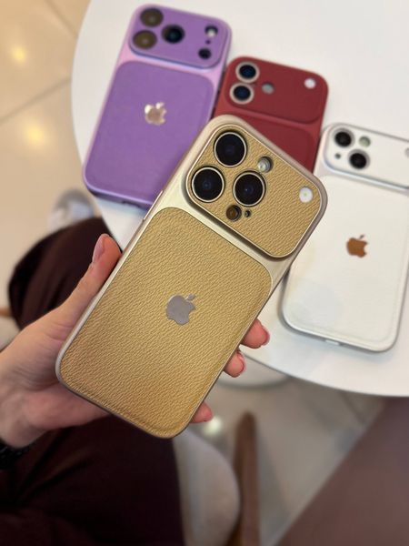 Leather Textured Module Logo iPhone 17 Pro - Gold 43297 фото