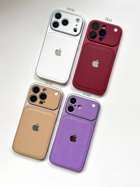 Leather Textured Module Logo iPhone 16 - Red 43283 фото