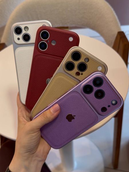 Leather Textured Module Logo iPhone 16 - Red 43283 фото